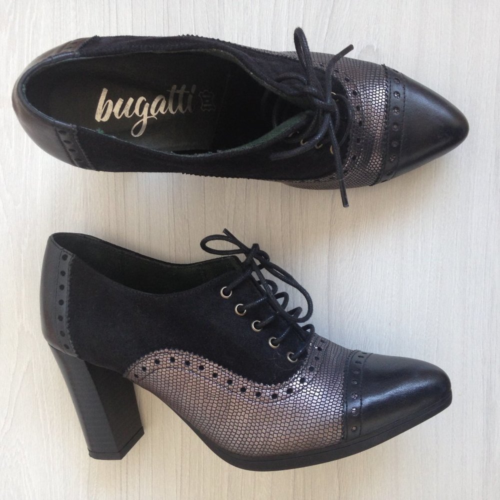 Bugatti - Suede And Leather Lace Up High Heel